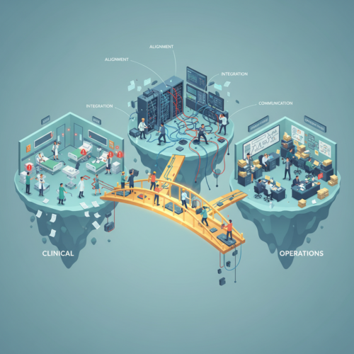 **Visual Style:** The image will use a conceptual illustration style, which is ideal for visually representing abstract concepts like alignment, integration, and communication between different departments.